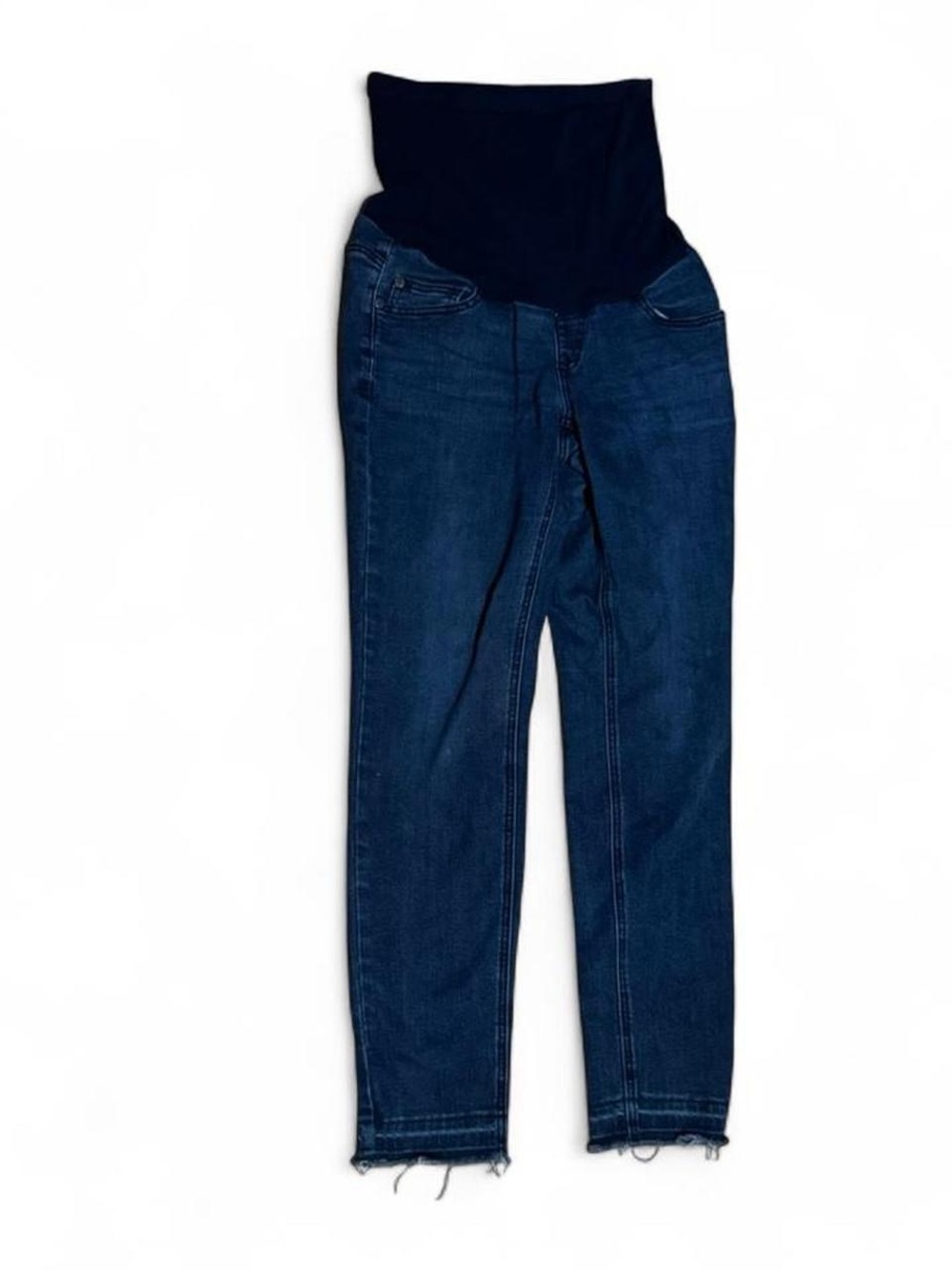 Indigo blue maternity jeans.